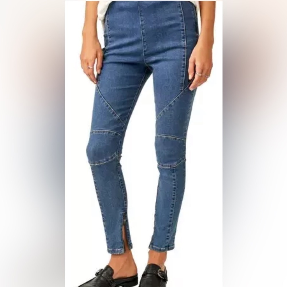 Free People Free People Bella Moto Skinny Jeans Prophecy Blue Sz 30